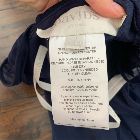 COPY - David's Bridal | Long Marine Blue Navy Mesh Dress F15927 sz 0/2 - Picture 9 of 13